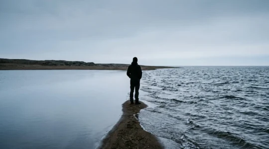 Silhouette d'une personne se tenant a la frontiere entre une eau calme et une eau agitee, symbolisant la limite entre instabilite emotionnelle ordinaire et trouble borderline.