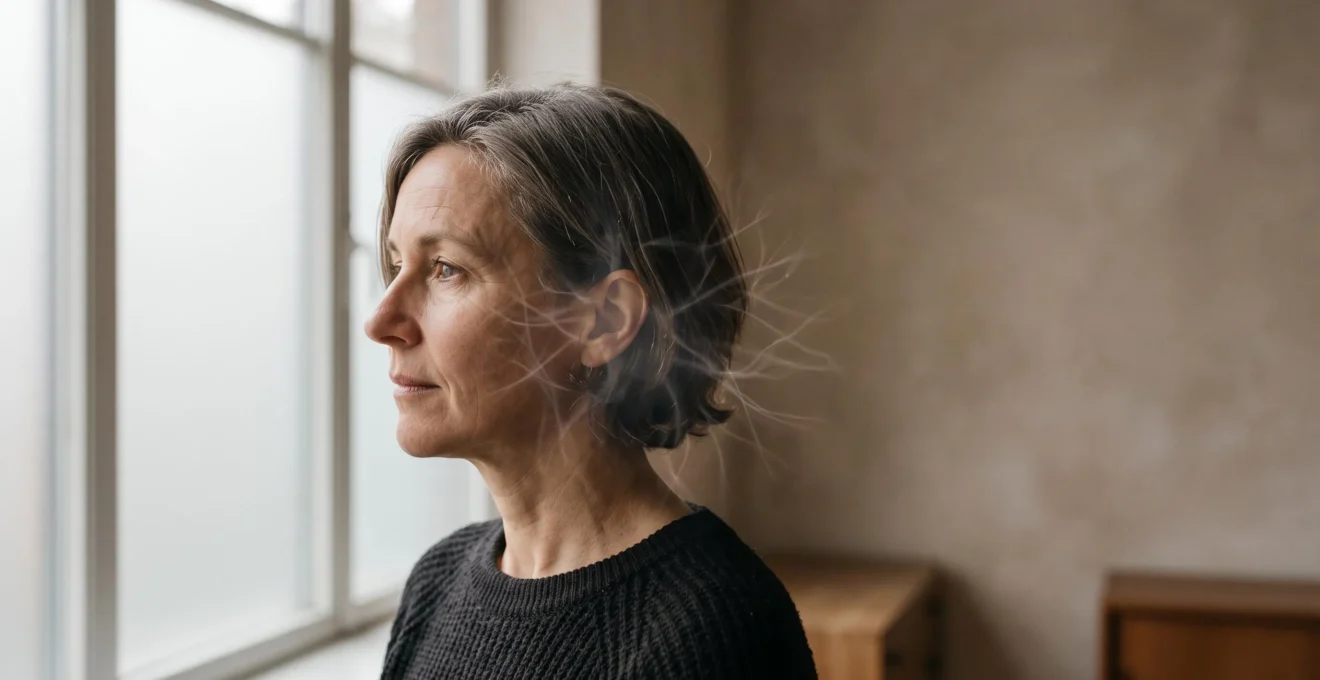Portrait symbolique évoquant la reconstruction de l'identité et de la mémoire après une lésion cérébrale