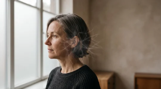 Portrait symbolique évoquant la reconstruction de l'identité et de la mémoire après une lésion cérébrale