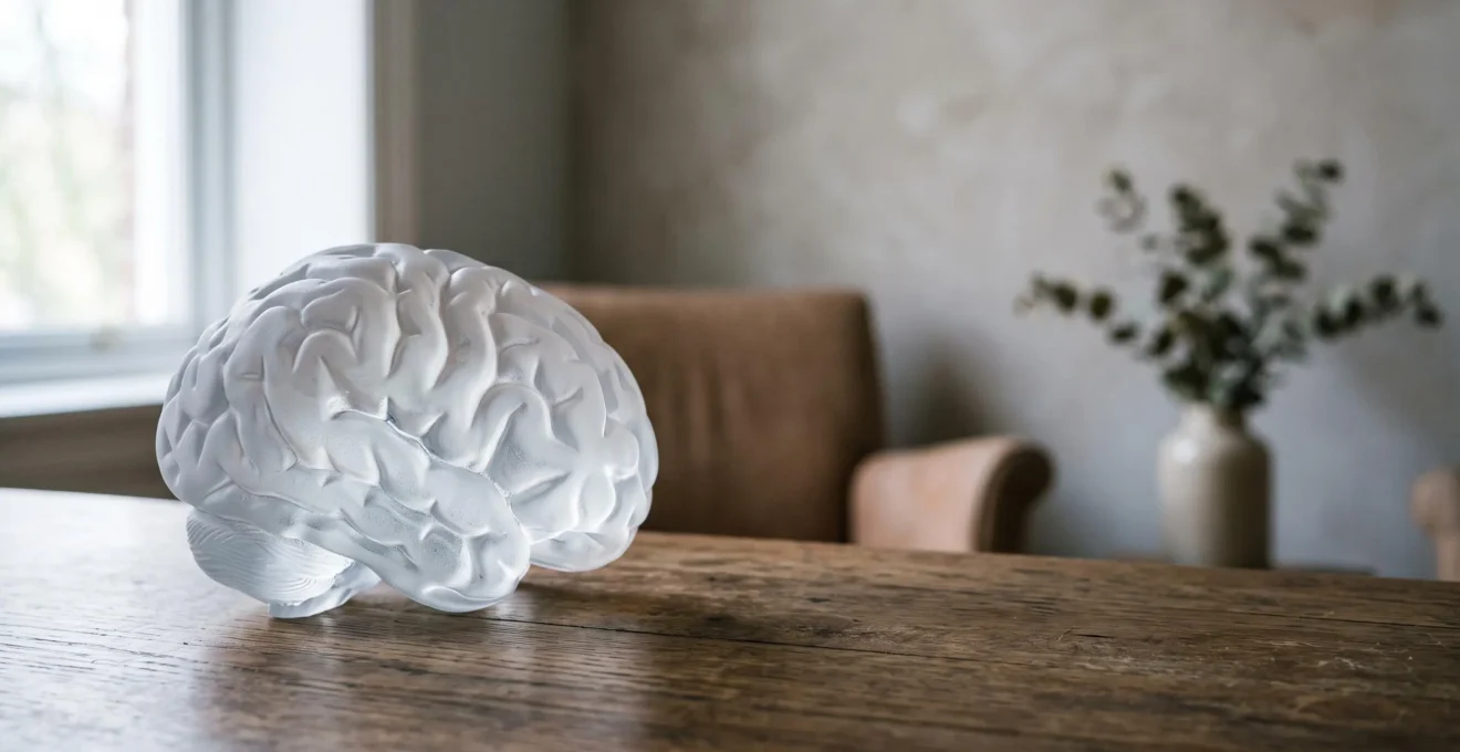 Illustration symbolique d'un cerveau en verre translucide representant l'exploration neuropsychologique du fonctionnement cognitif