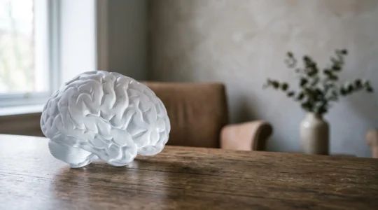 Illustration symbolique d'un cerveau en verre translucide representant l'exploration neuropsychologique du fonctionnement cognitif