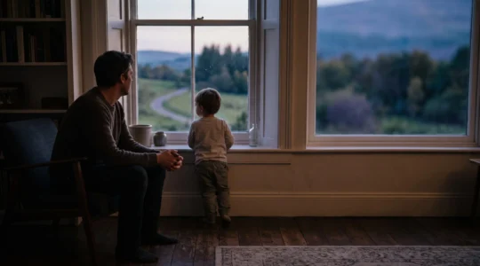 Silhouette d'un adulte et d'un enfant observant un paysage mental symbolisant la diversité des fonctionnements neurodéveloppementaux