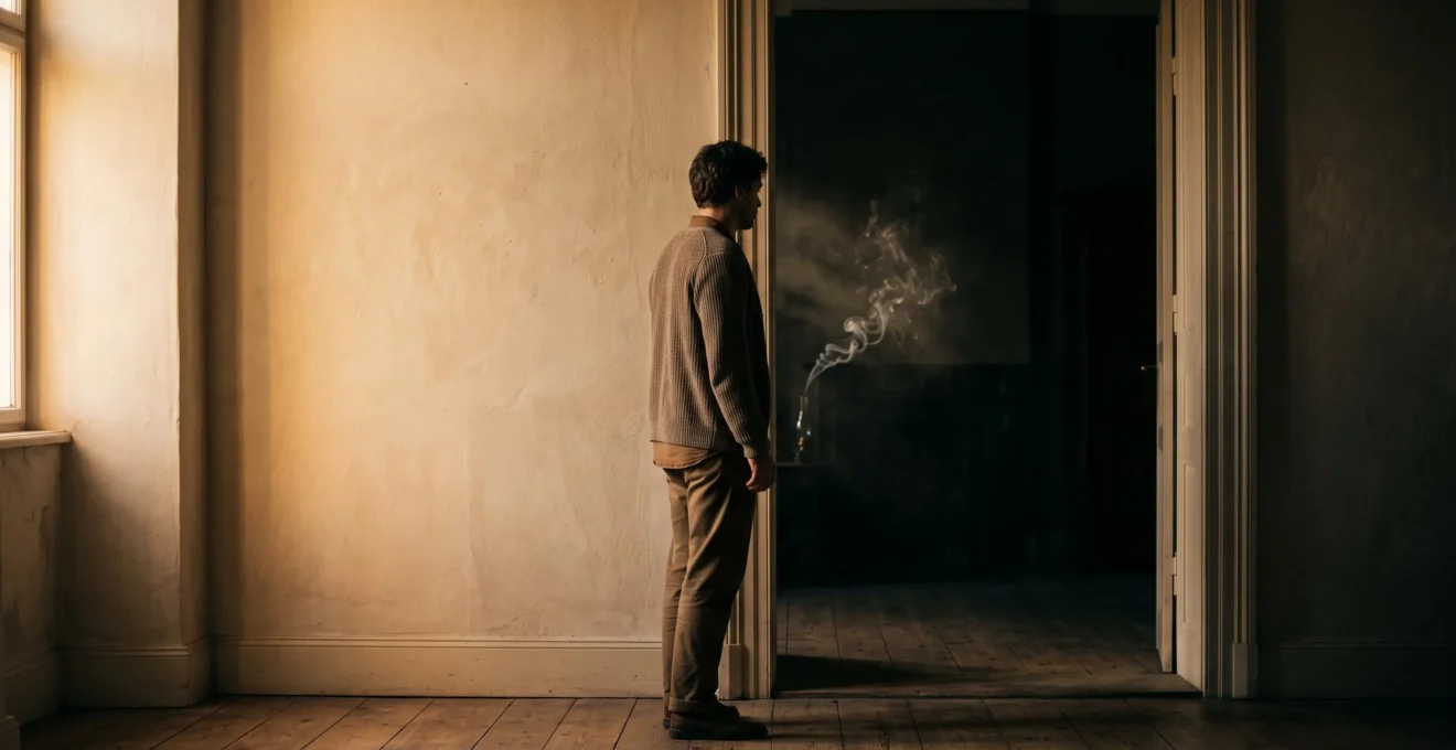 Silhouette au seuil d'une porte symbolisant le passage d'une peur ordinaire à une phobie invalidante
